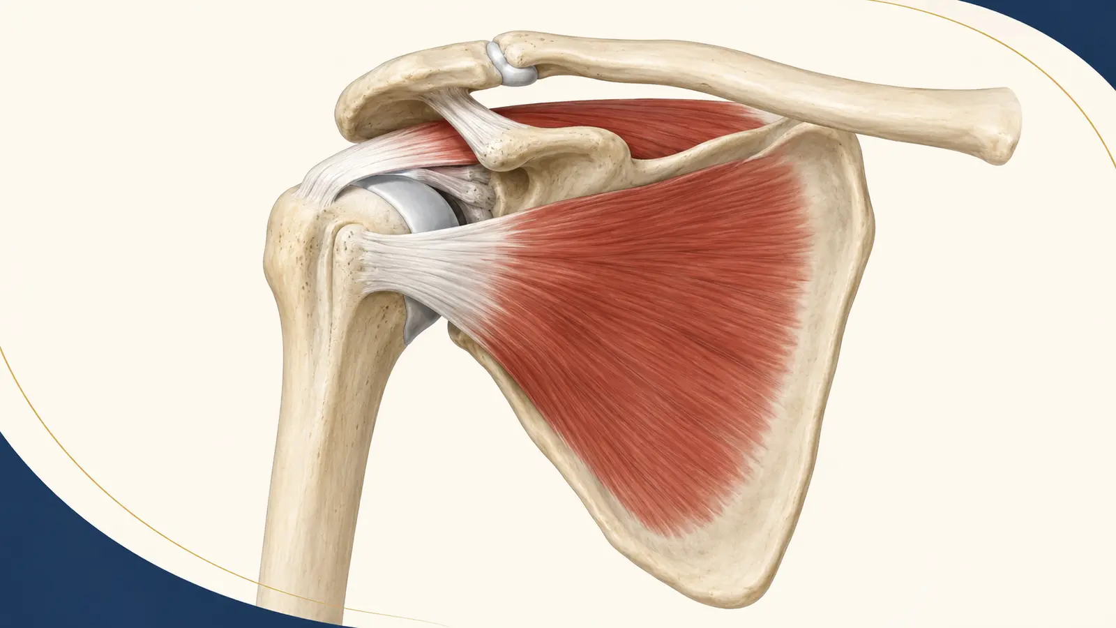 Anatomisch korrekte Darstellung von Schultergelenk, Supraspinatus- und Subscapularissehne